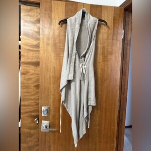 Bryan Walker 100% Linen tan/khaki Lagenlook vest with ties- super versatile